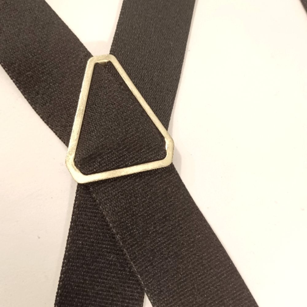 Black Elastic Adjustable X Suspenders With Gold Hardware - Picture 3 of 4